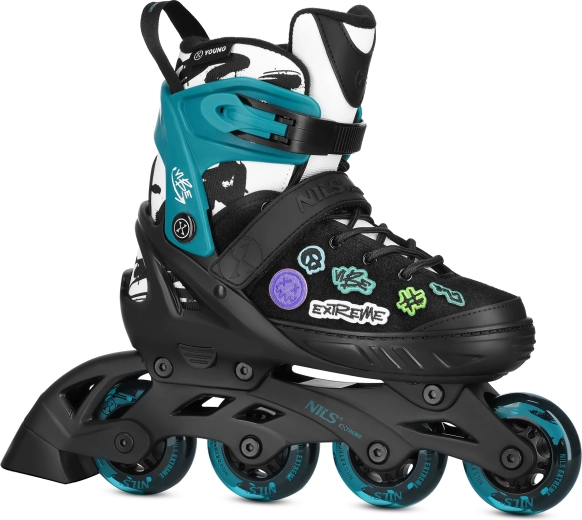 Łyżworolki inline NILS Extreme Vibe turkusowe – M (37–40)
