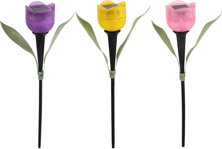 Solarna ogrodowa lampa tulipan z LED, mix kolorów