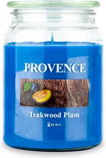 Świeca zapachowa w szkle PROVENCE drewno tekowe i śliwka 95 godzin