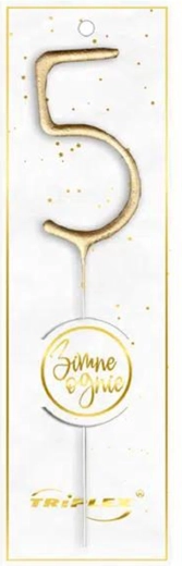 Zimna ognie w kształcie cyfry 5 złota 16,5 cm