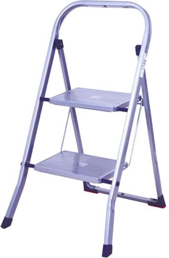 Składane stalowe schodki z 2 stopniami, udźwig 150 kg