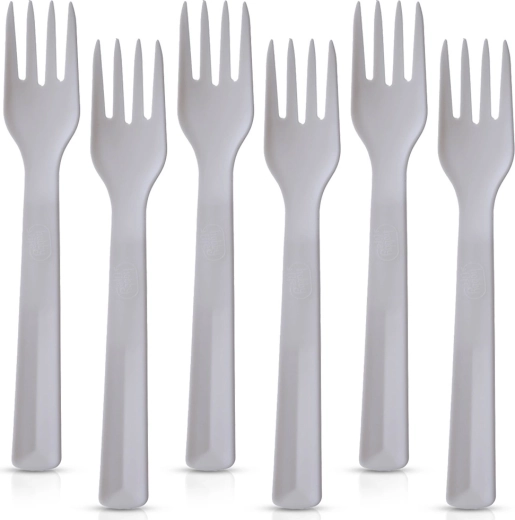 Plastikowe widelce stołowe Sandy 18 cm - 6 szt. – Szary