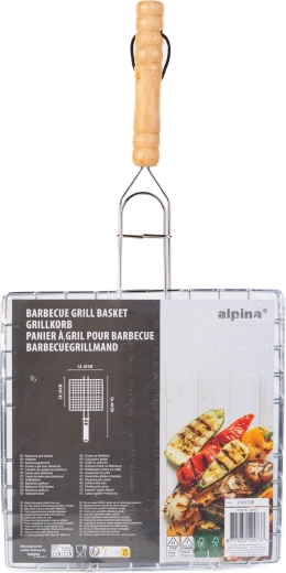 Ruszt do grillowania mięsa z drewnianym uchwytem 20 × 20 cm