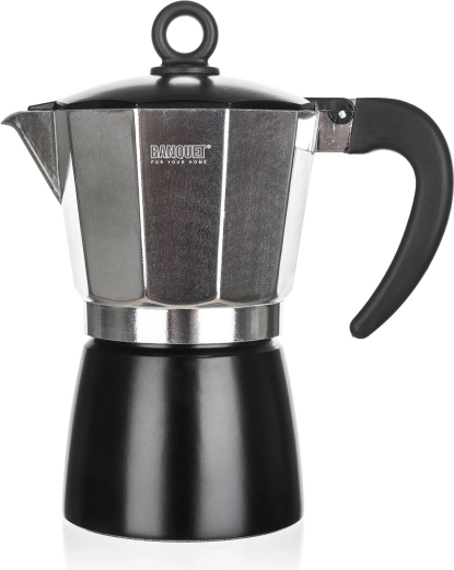 Kawiarka NOIRA 3 filiżanki – aluminiowa kawiarka moka, czarna