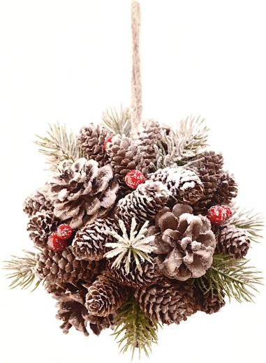 Zawieszana dekoracja szyszka czerwona 16 cm