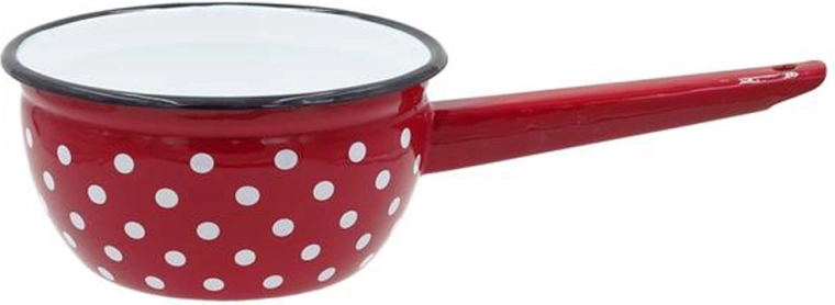 Emaliowany rondelek 1,5 l w czerwone kropki