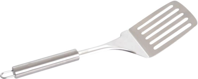 Nierdziana łyżka cedzakowa 33,5 cm z oczkiem do zawieszenia