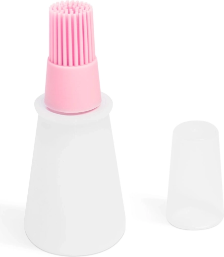 Silikonowy pędzel do oleju z pojemnikiem 60 ml, różowy