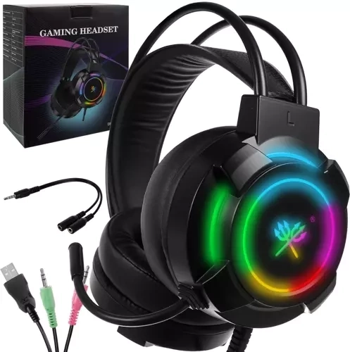 Gamingowy zestaw słuchawkowy z mikrofonem DUNMOON RGB 5.1
