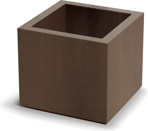 Donica Cubla Square Slim 29 cm – rdzawobrązowy plastikowy prostopadłościan do wnętrz i na zewnątrz
