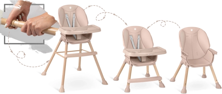 3w1: wysokie krzesełko, niskie krzesełko i siedzisko