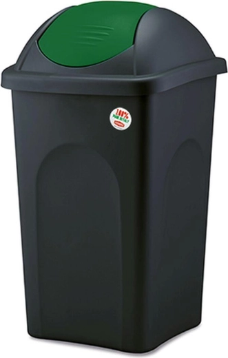 Kosz na śmieci z klapką MULTIPAT 60 l, czarno-zielony