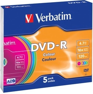 Verbatim DVD-R Colour 4,7 GB 16× Slim Case - 5 szt.