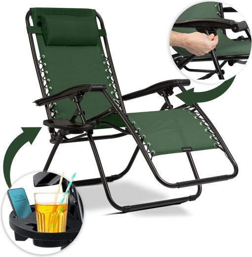 Praktyczny stolik z uchwytem na napój i przegródką