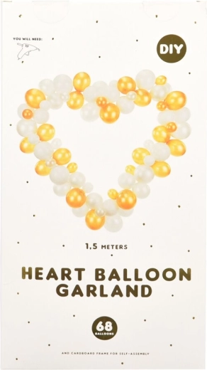 Girlanda balonowa w kształcie serca biało-złota 160 cm 68 szt.