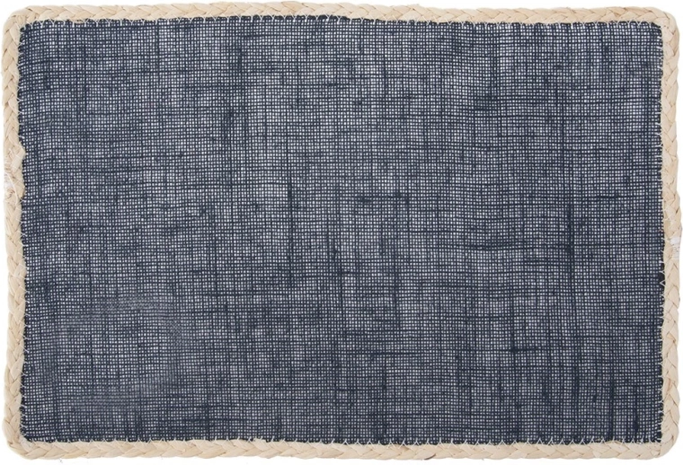 Prostokątna podkładka stołowa 45 × 30 cm, ciemnoniebieska z beżową lamówką