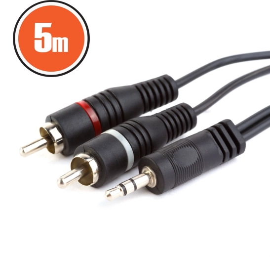 Kabel audio RCA na stereofoniczne złącze jack 3,5 mm, 5 m