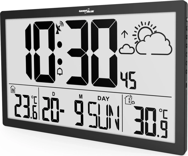 Wiszący wielofunkcyjny zegar LCD z synchronizacją DCF