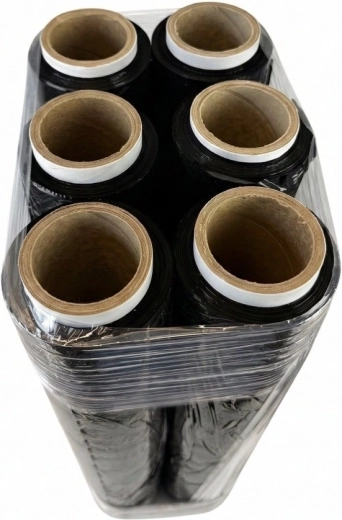 Folia stretch czarna 23 µm, 6× rolka 1,5 kg