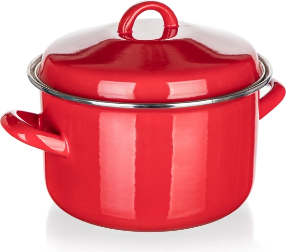 Emaliowany garnek z pokrywką 20 cm 3,4 l czerwony MILTON