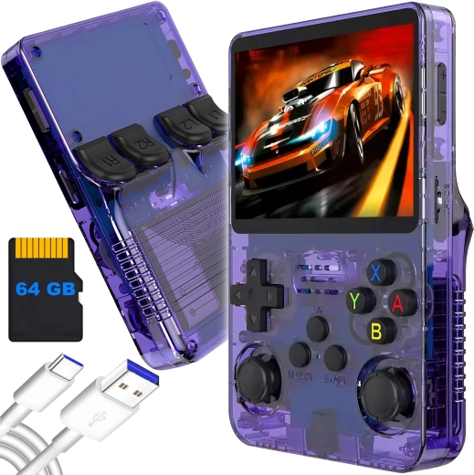 RENEW FORCE R36S przenośna retro konsola 64 GB ArkOS 2.0, fioletowa