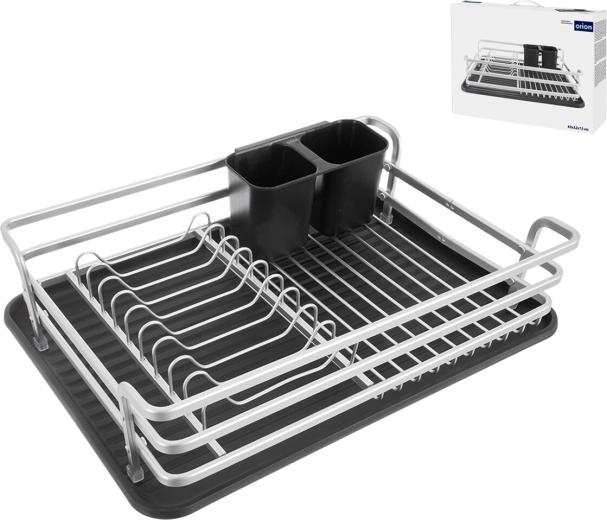 Suszarka do naczyń deluxe z aluminiową ramą i tacką ociekową 43 × 32 × 12 cm
