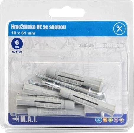 Kotwa węzłowa z hakiem 10 × 61 mm, biały cynk (6 szt.)