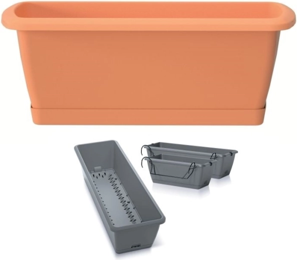 Skrzynka z systemem nawadniania i uchwytem Respana Easycare 59,3 cm terakota
