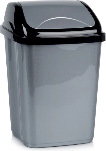 Plastikowy kosz na śmieci 16 l z uchylną pokrywą, szary