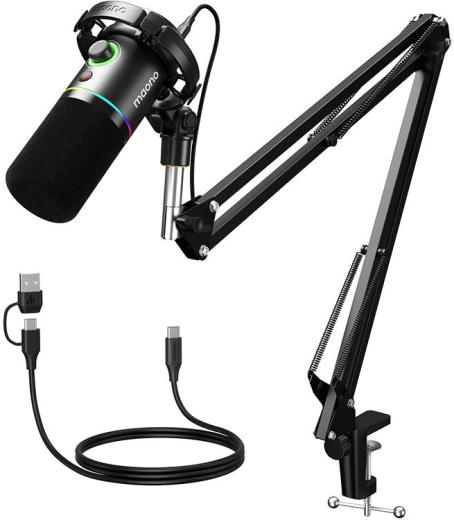 Dynamiczny mikrofon USB/XLR Maono PD200XS z podświetleniem RGB – czarny