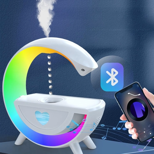 Antygrawitacyjny nawilżacz powietrza z aromaterapią, lampką nocną RGB i głośnikiem Bluetooth