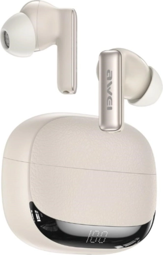Awei TA19 ANC bezprzewodowe słuchawki TWS Bluetooth 6.0 beżowe