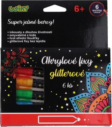 Zestaw Brokatowych Markerów Akrylowych 6 Sztuk