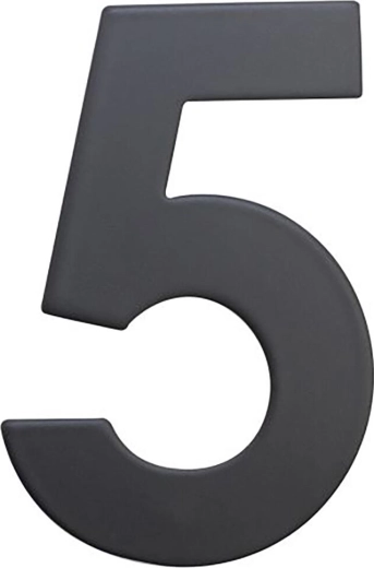 Numer domu 5, 75 mm, stal nierdzewna, matowa czerń