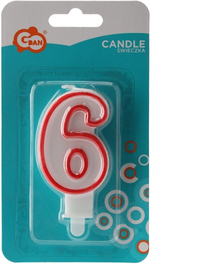 Błyszcząca urodzinowa świeczka cyfra 6, 13 cm