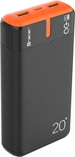Powerbank tracer energen 20000 mah z pd i qc 3.0, czarno‑pomarańczowy