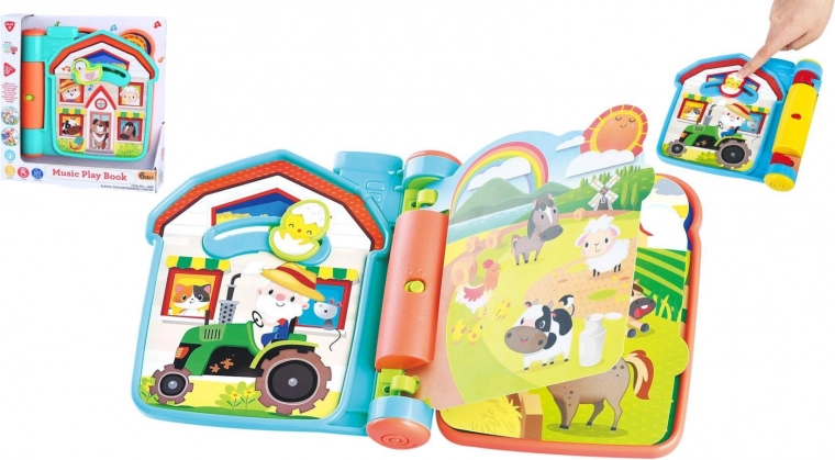 Interaktywna książeczka do zabawy na farmie z dźwiękami, plastikowa, 6m+