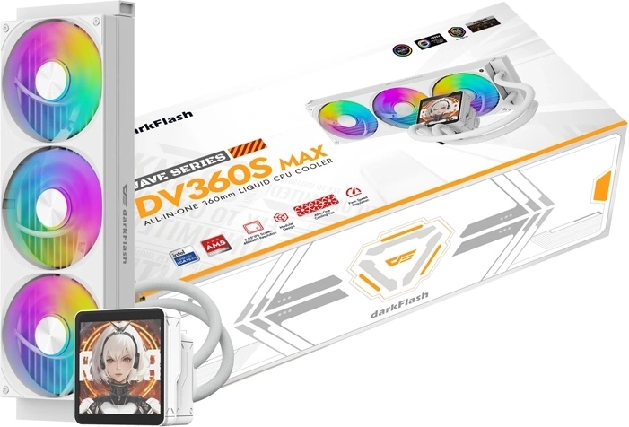 DarkFlash DV360S Max biały zestaw chłodzenia wodnego procesora 360 mm z wyświetlaczem LCD