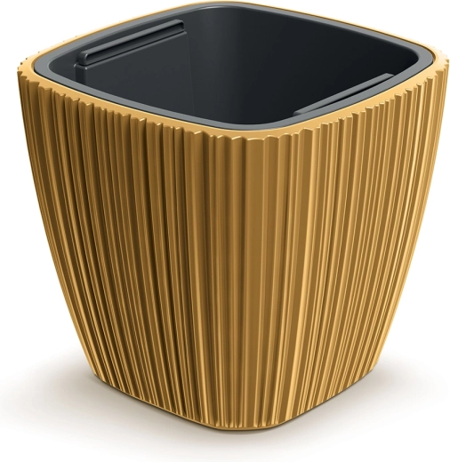 Plastowa donica ORO 39 cm w kolorze musztardowym