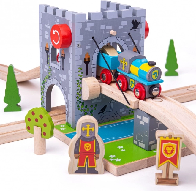 Bigjigs Rail most zwodzony – zamkowy most do drewnianych kolejek
