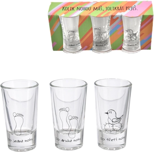 Kieliszki do shotów „Trzy nogi” 25 ml, 3 szt.