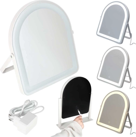 LED kosmetyczne lusterko do makijażu z dotykowym sterowaniem 12 V białe – 1 sztuka