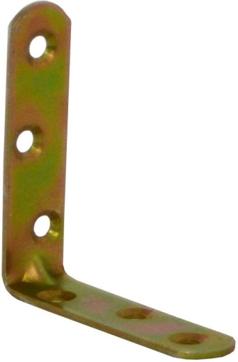 Kątownik montażowy z przetłoczeniem 70 × 18 × 2 mm, żółty ocynk (15 szt.)