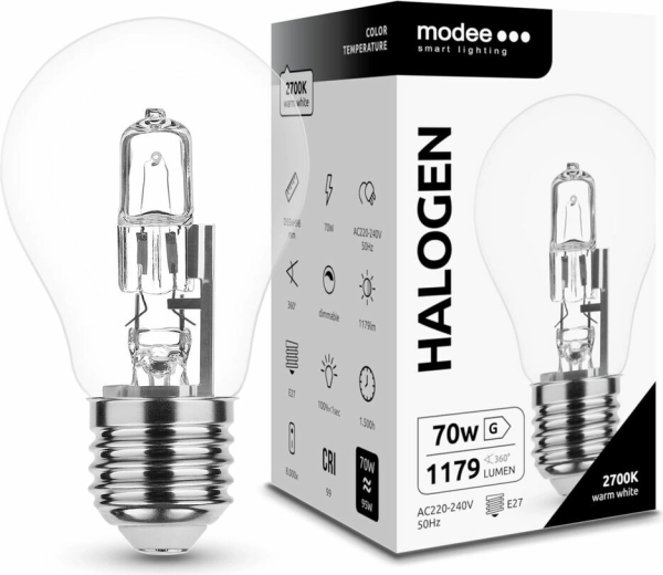 Modee ECO żarówka halogenowa A55 70 W E27, 1179 lm, ciepła biała