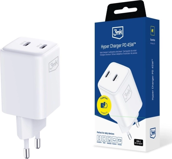 3MK Hyper Charger PD 45W GaN biała ładowarka sieciowa