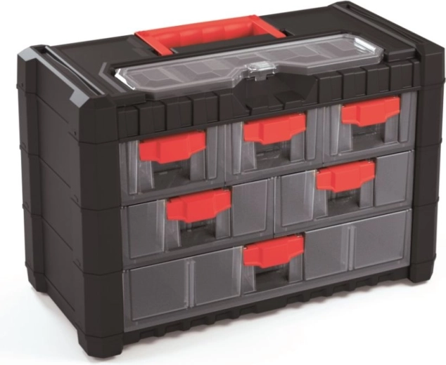 Plastowy wiszący organizer na narzędzia z 6 szufladami 400 × 200 × 260 mm