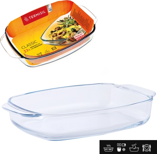 Prostokątny żaroodporny brytfanna z szkła borokrzemowego 2,3 l TERMISIL