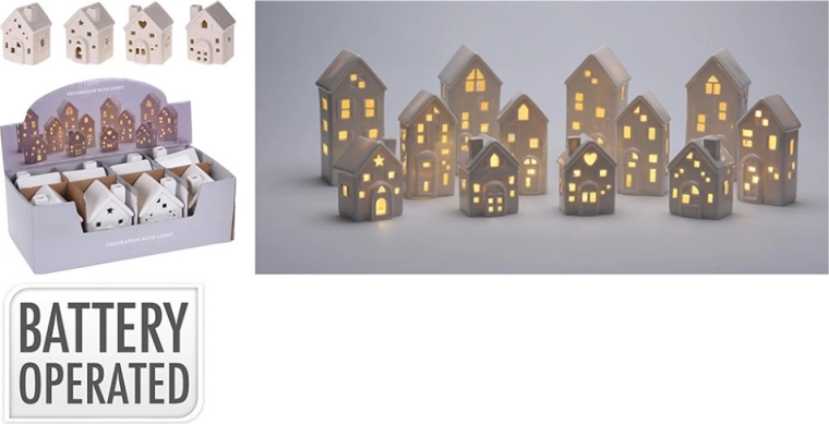Dekoracyjny porcelanowy domek z oświetleniem LED