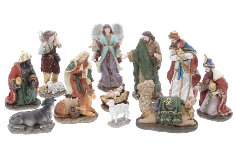 Kompletna scena szopki dla świątecznej atmosfery