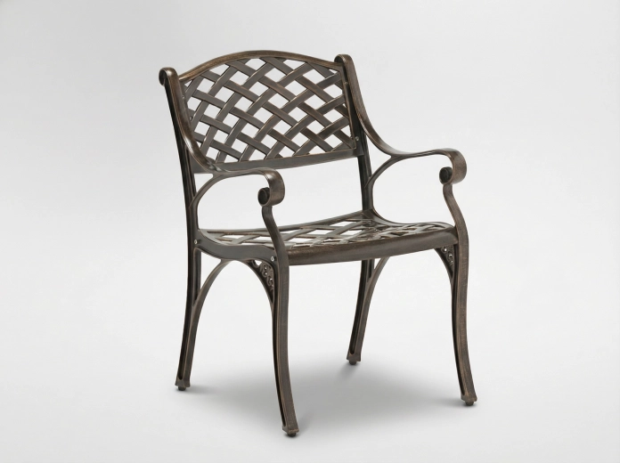 Aluminiowe krzesło ogrodowe MONDRICH w kolorze antycznego brązu 65 × 64 × 92 cm